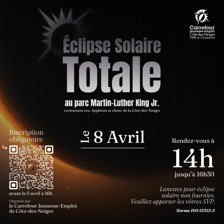 Regroupement de jeunes pour l’observation de l’éclipse solaire totale au Parc Martin-Luther King Jr.