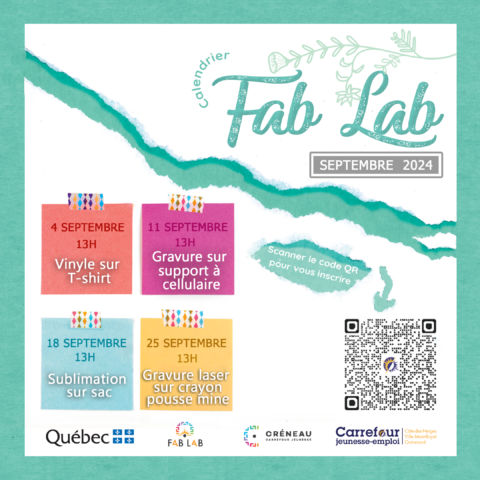 Programme du Fab lab pour le mois de septembre
