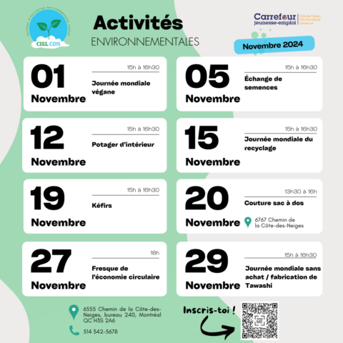Activités environnementales du projet CIELCDN du mois de Novembre 2024