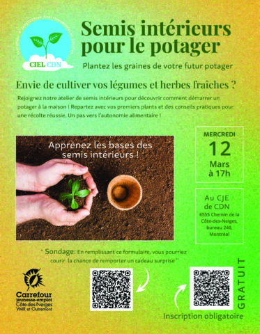 Semis intérieurs pour le potager 12 mars à 17h
