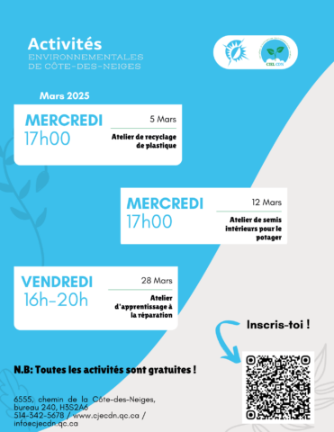 Calendrier des activités de CIELCDN de mars 2025