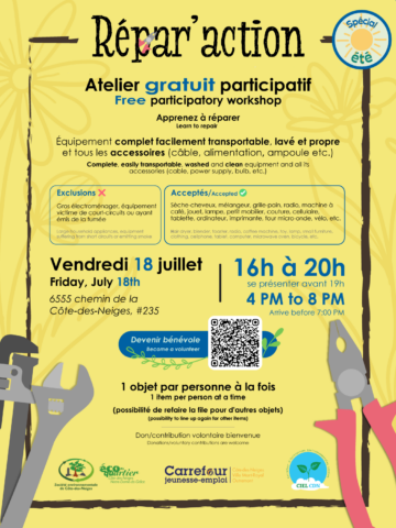 Atelier de Répar’action – 18 juillet 2025 de 16h à 20h