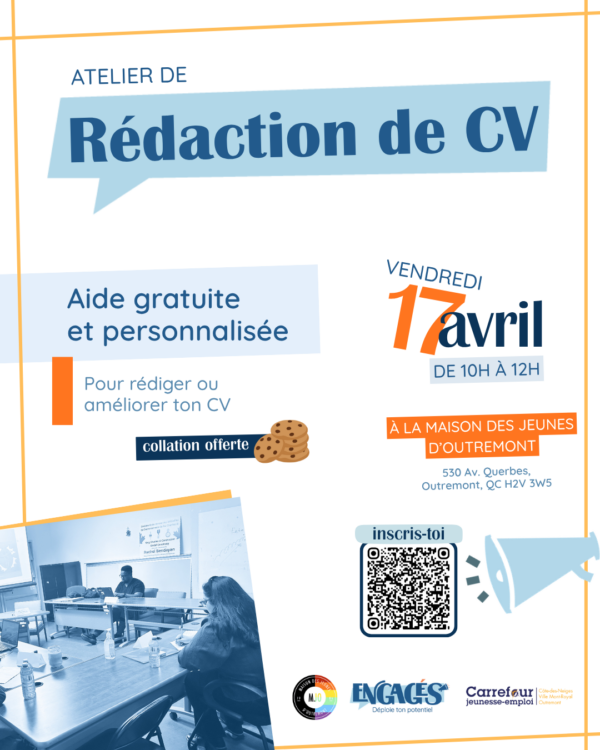 Atelier sur la rédaction de CV- Vendredi 17 avril 2026 à 10h