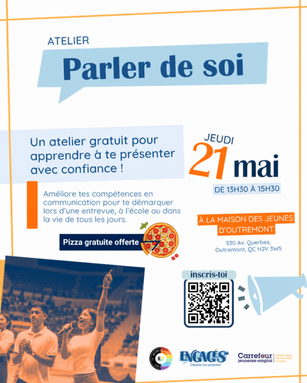 Atelier gratuit : Parler de soi – Jeudi 21 mai de 13h30 à 15h30