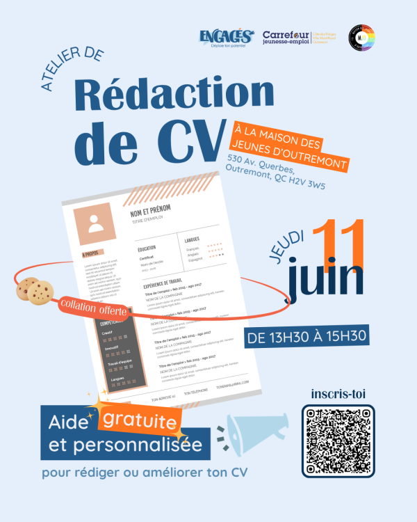 Atelier Rédaction de CV – Jeudi 11 juin 2026 – 13h30 à 15h30